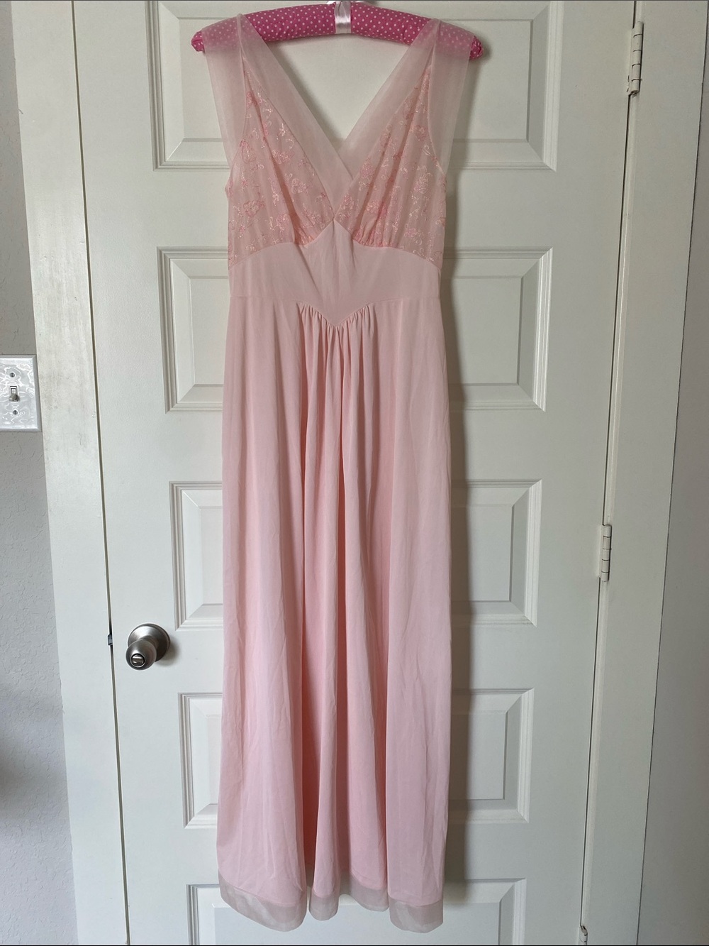 Vanity Fair Pale Pink Long Sheer Chemise Slip